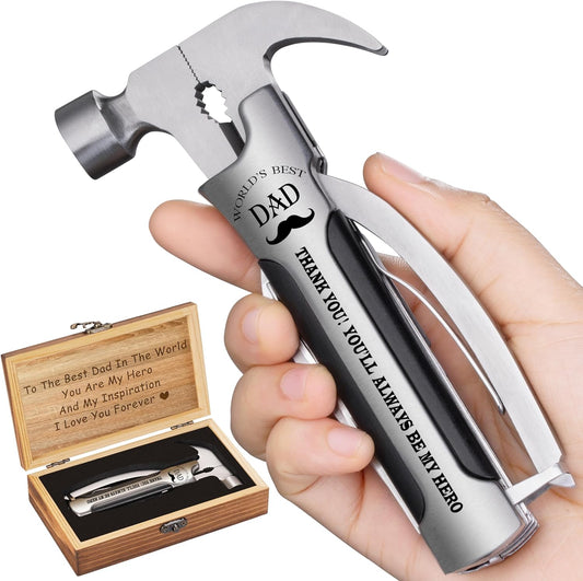 All in One Survival Tools Hammer Multitool, Father'S Day, Unique Birthday Gifts for Men Dad Stepdad Grandpa from Daughter Son Kids, Cool Birthday Gift Idea for Men Father Him