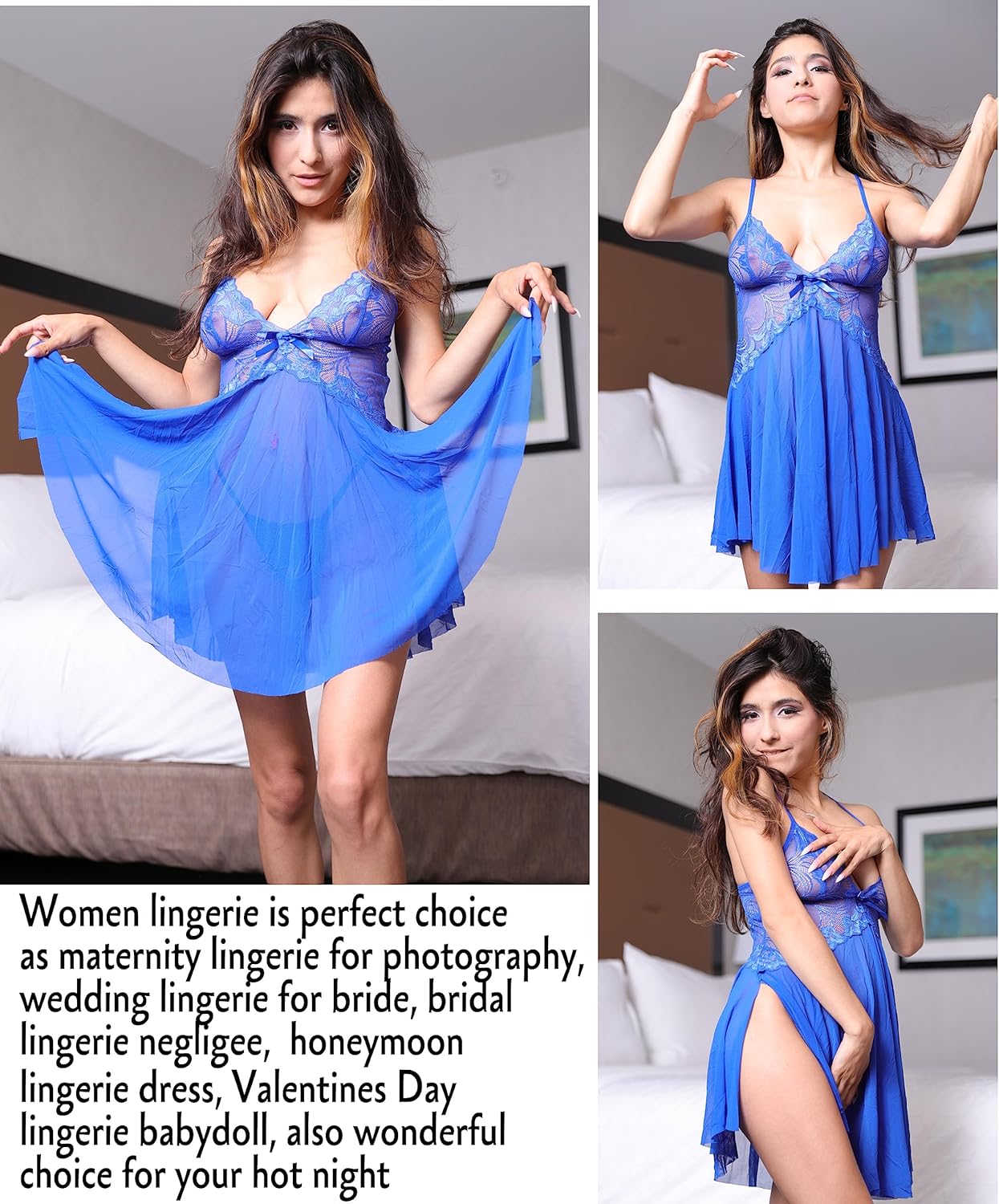 Women Lace Lingerie Babydoll Sexy Chemise Exotic Nightgowns Bridal Nightdress