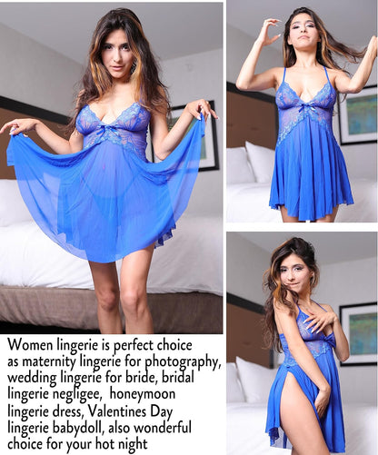 Women Lace Lingerie Babydoll Sexy Chemise Exotic Nightgowns Bridal Nightdress