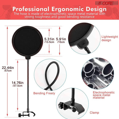 5 Core Recording Microphone Podcast Bundle • Professional Condenser Cardioid Mic Kit • W Boom Arm