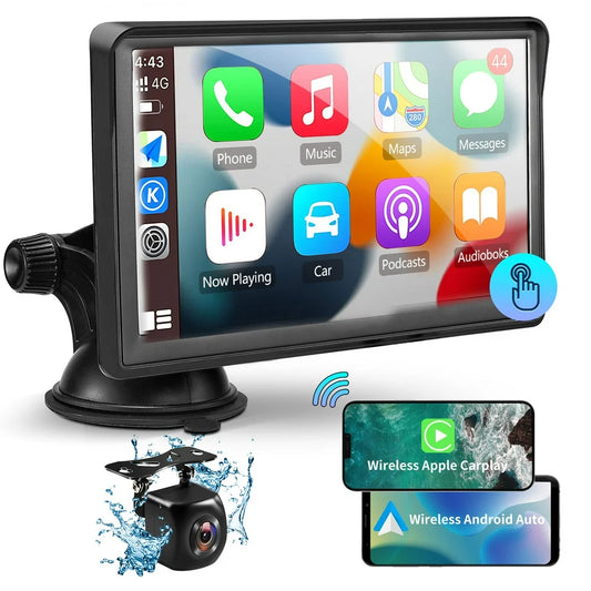 7-Inch Touchscreen Wireless Car Stereo, Portable Car Radio Receiver with Apple Carplay & Android Auto Rear Camera GPS